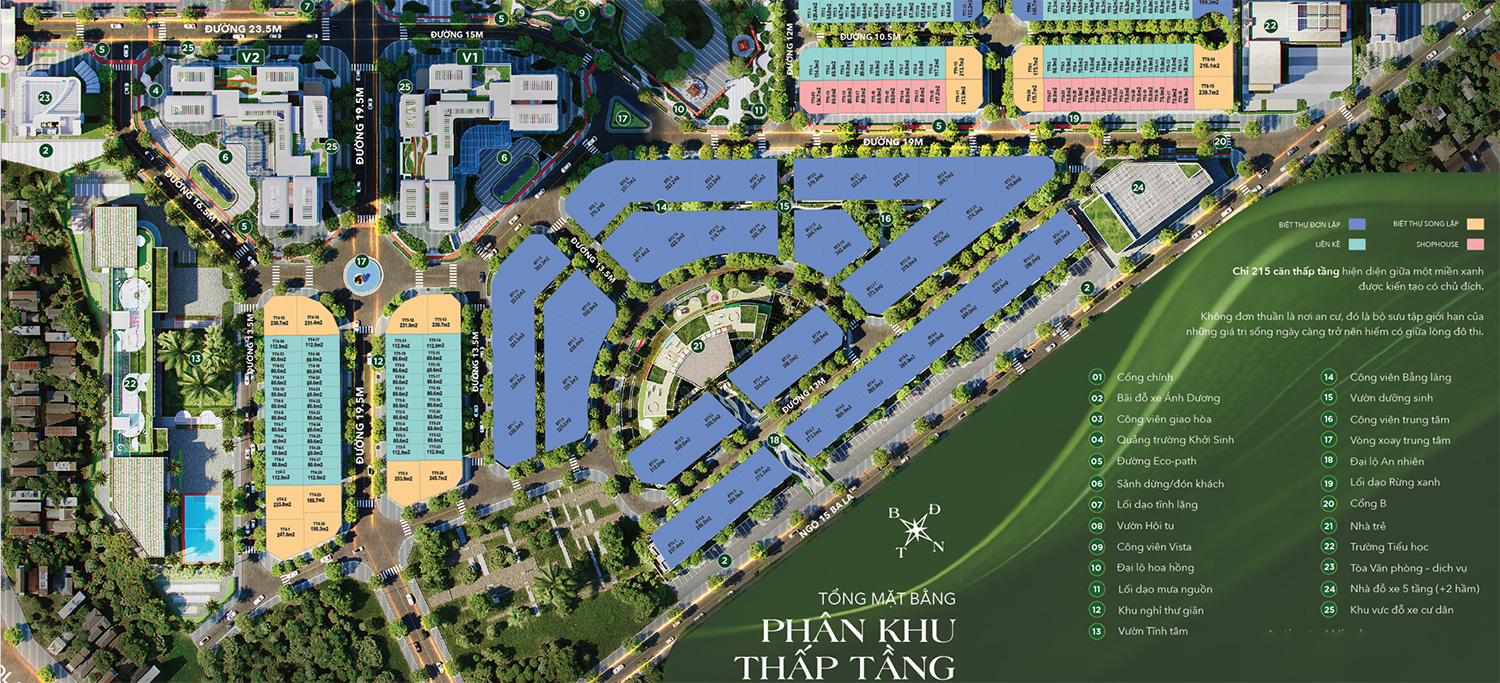 mặt bằng phân khu thấp tằng vista van la