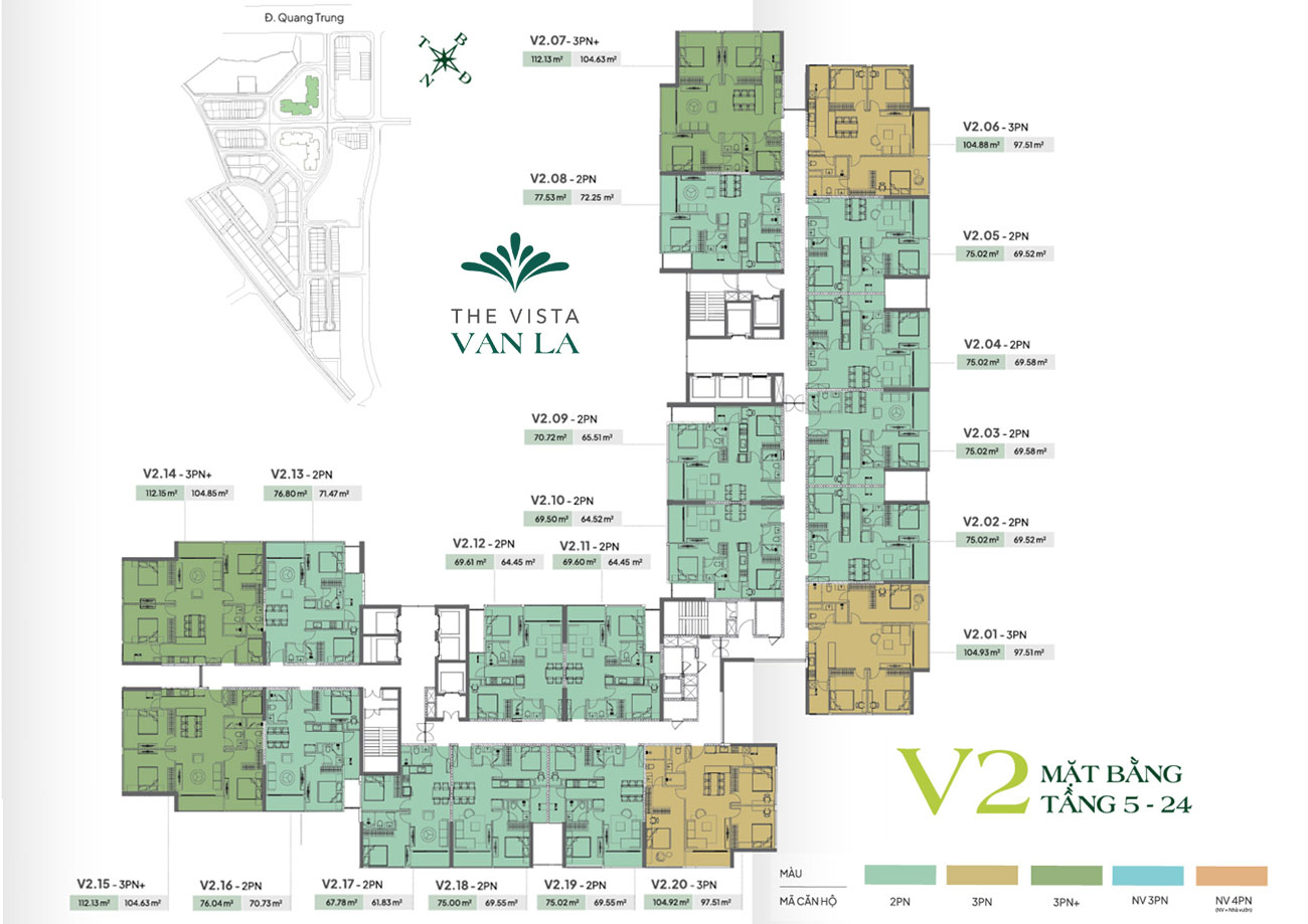 mặt bằng toà nhà V2 vista văn la